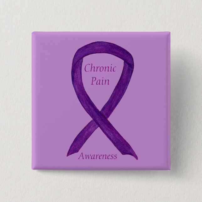 Chronic Pain Awareness Ribbon Custom Art Button (Vorderseite)