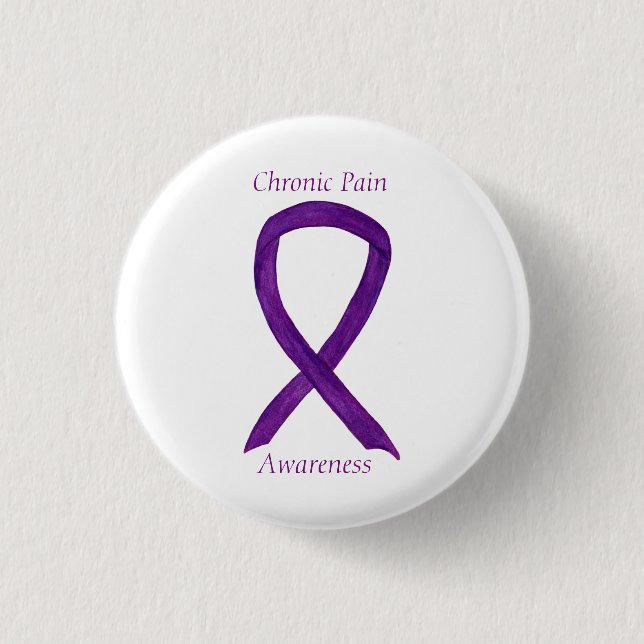 Chronic Pain Awareness Ribbon Custom Art Button (Vorderseite)