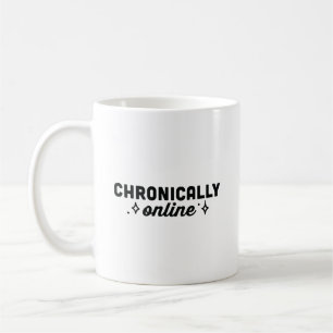 Chronisch online lustiges Doomscrolling Mädchen Kaffeetasse