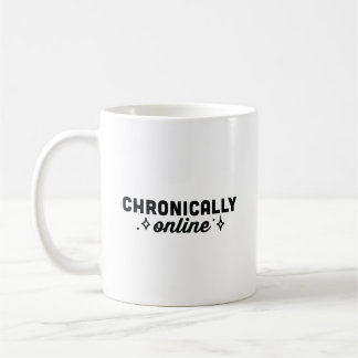Chronisch online lustiges Doomscrolling Mädchen Kaffeetasse
