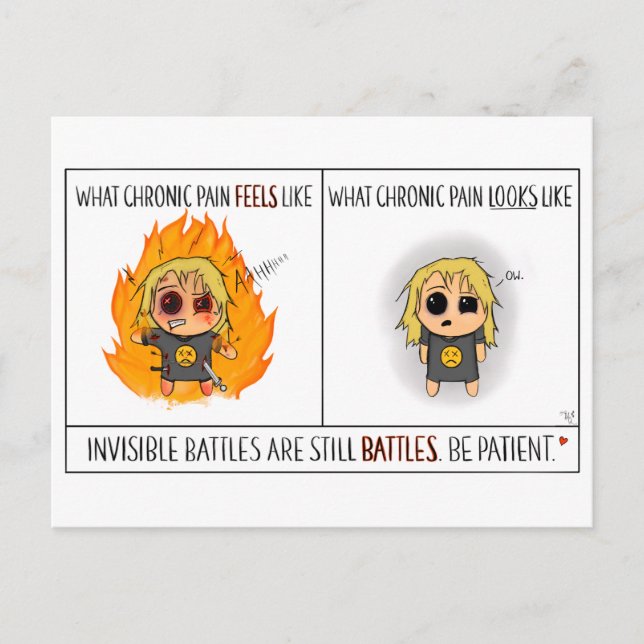 Chronische Schmerzen Comic Postkarte (Vorderseite)