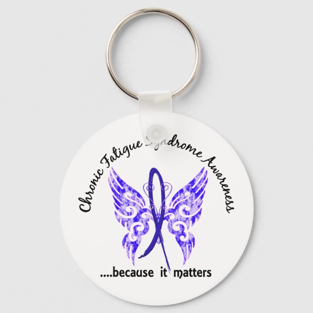 Chronisches Fatigue-Syndrom CFS Butterfly Schlüsselanhänger (Vorderseite)