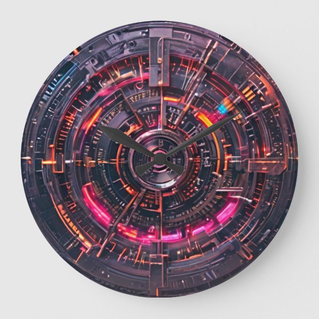 Chrono Nexus: Cybertech Retro Portal Große Wanduhr (Vorderseite)