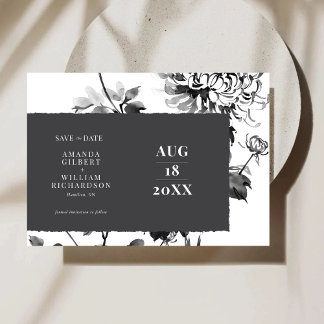 Chrysanthema Ink Art Save the Date Card