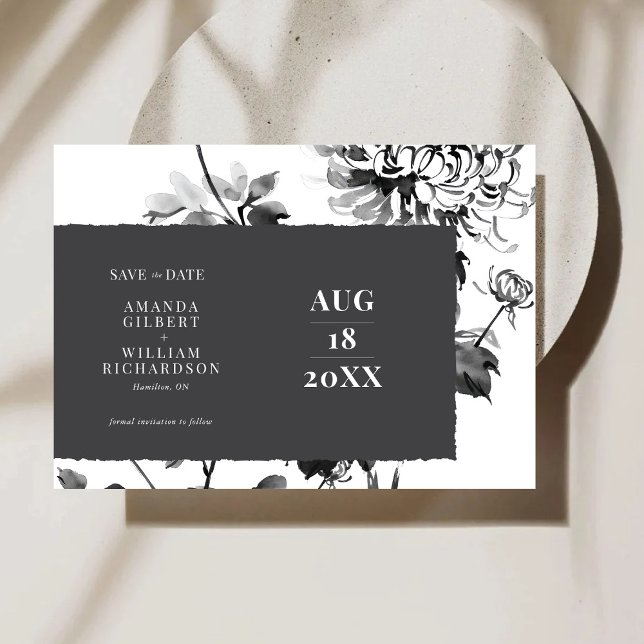 Chrysanthema Ink Art Save the Date Card (Von Creator hochgeladen)