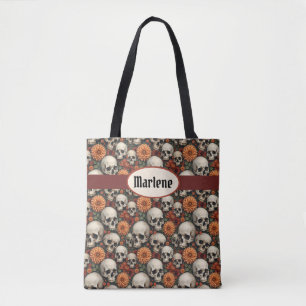 Chrysanthema und Skulls Tasche