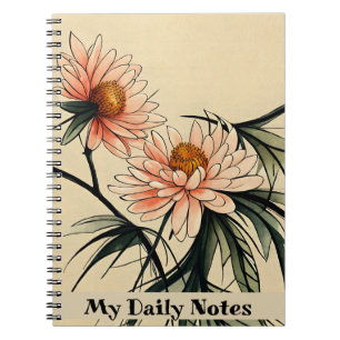 Chrysantheme Blumen Sumi-e japanische Tuschezeichn Notizblock