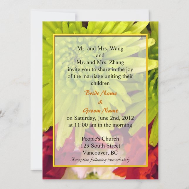 chrysanthème fleurs invitations de mariage (Devant)