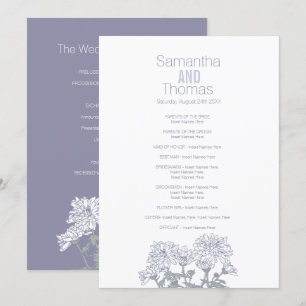 Chrysanthème gris blanc programme de mariage
