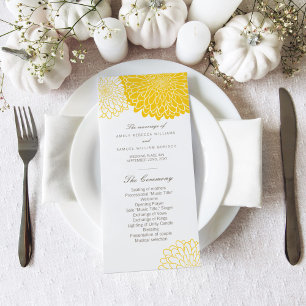 Chrysanthème jaune Programme de mariage Cartes en 