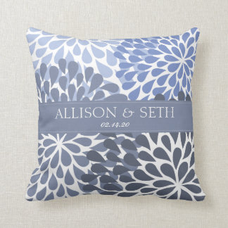 Chrysantheme-(Stonewash Blau), Kissen