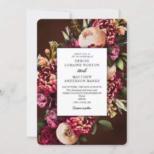 Chrysanthème sur la Faire-part de mariage du vin