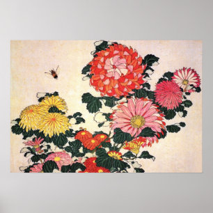 Chrysantheme und Bremse, Katsushika Hokusai Poster
