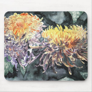 Chrysanthememama-Blumen Watercolormalerei Mousepad