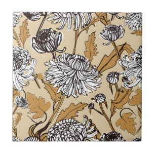 Chrysanthemen-Blumen nahtloses Muster Fliese