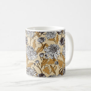 Chrysanthemen-Blumen nahtloses Muster Kaffeetasse