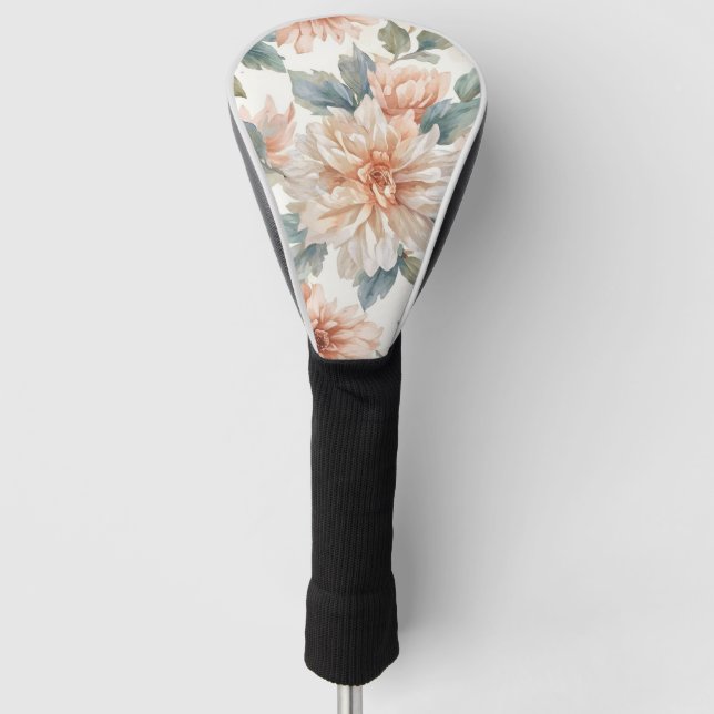 Chrysanthemen-Blumen-Wasserfarben-Botanisches Must Golf Headcover (Vorderseite)