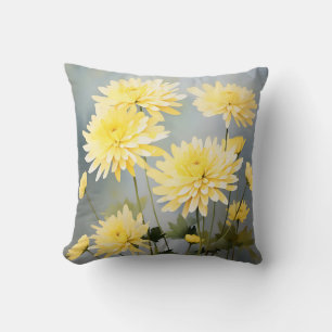 Chrysanthemen der Wasserfarbe auf hellgelber Wiese Kissen