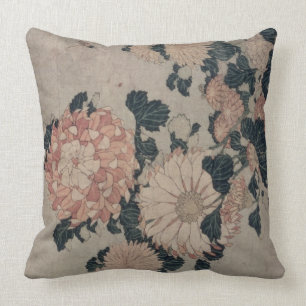 Chrysanthemen (Farbewoodblock) Kissen