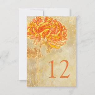 Chrysanthemen Orange Blumen Hochzeit Tischnummer