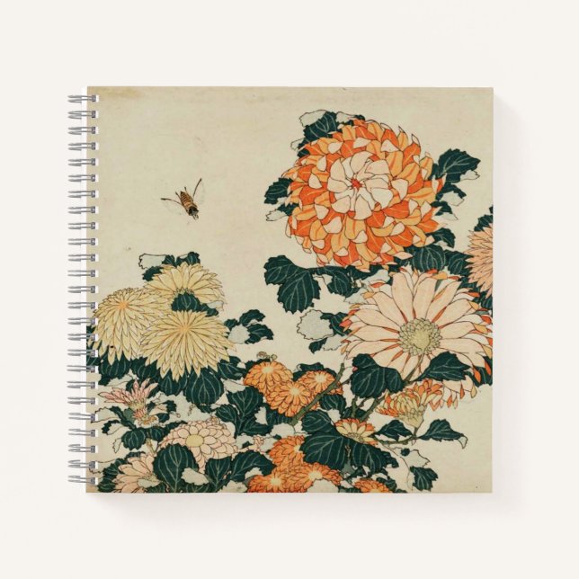 Chrysanthemen und Horsefly-Notebook von Hokusai Notizbuch (Vorderseite)