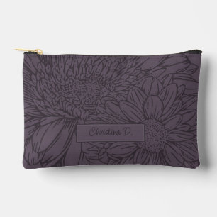 Chrysanthemen und Name auf staubiger Pflaume Zubehörtasche