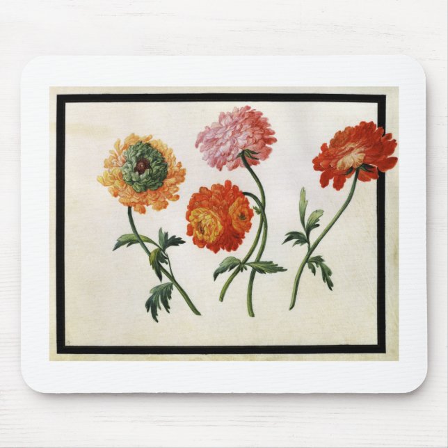 Chrysanthemen (w/c auf Papier) Mousepad (Vorne)