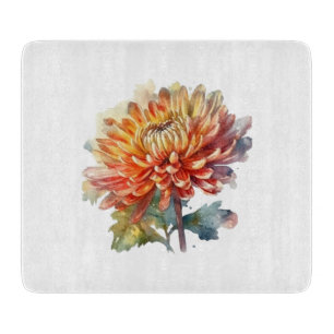 Chrysanthemen-Wasserfarben-Botanik-Kunst für Kräut Schneidebrett
