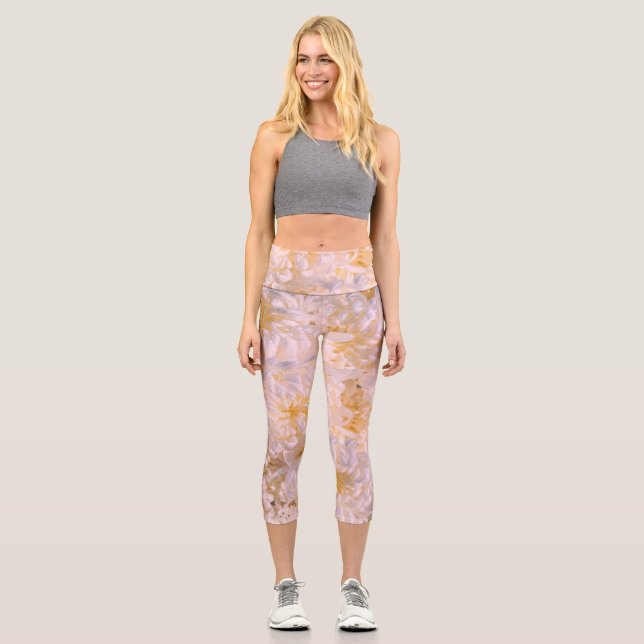 Chrysanthemenblüte Capri Leggings (Vorderseite)