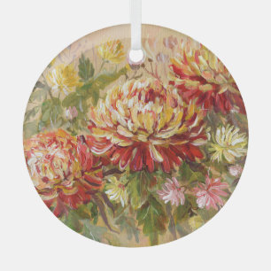 Chrysanthemenwiese: Acryl-Handmalerei. Ornament Aus Glas