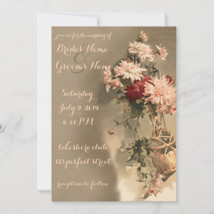 Chrysanthèmes dans un Faire-part de mariage à bout