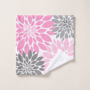 Chrysanthèmes roses et gris Motif floral