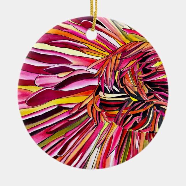 Chrysanthemum Aquarellkunst Blume Keramik Ornament (Vorne)