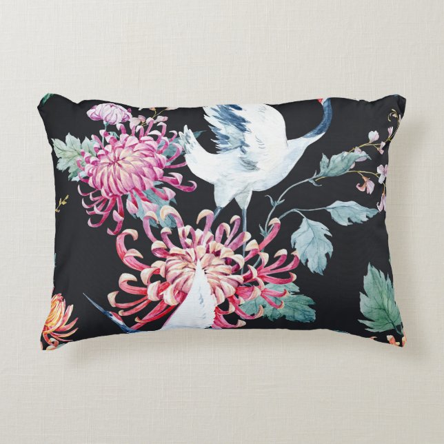 Chrysanthemum Aquarellmuster Dekokissen (Vorderseite)