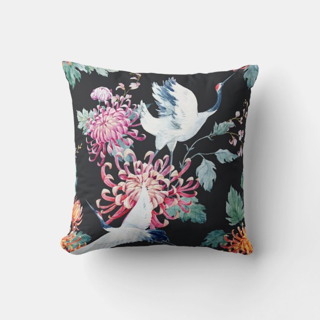 Chrysanthemum Aquarellmuster Kissen (Vorderseite)