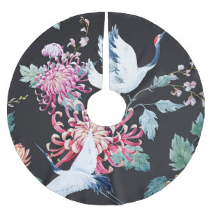 Chrysanthemum Aquarellmuster Polyester Weihnachtsbaumdecke