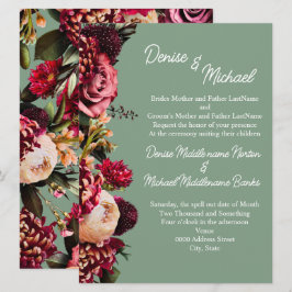 Chrysanthemum auf Basil Green Einladung