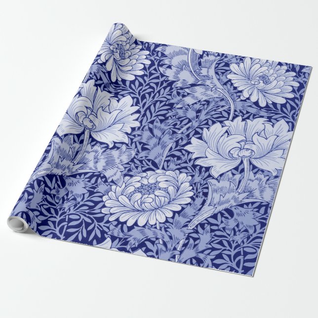 Chrysanthemum Blue, William Morris Geschenkpapier (Ungerollt)