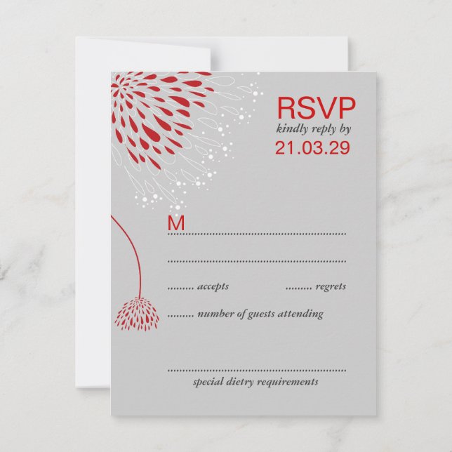 Chrysanthemum Blume Floral Elegante Hochzeit UAWG RSVP Karte (Rückseite)