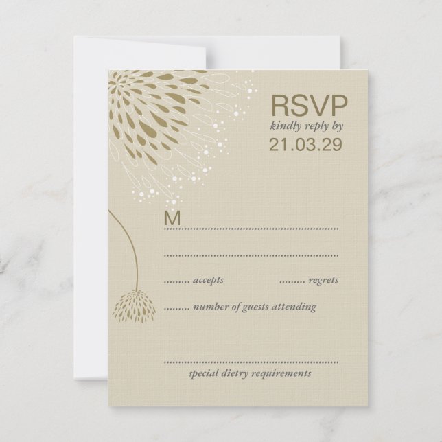 Chrysanthemum Blume Floral Elegante Hochzeit UAWG RSVP Karte (Rückseite)