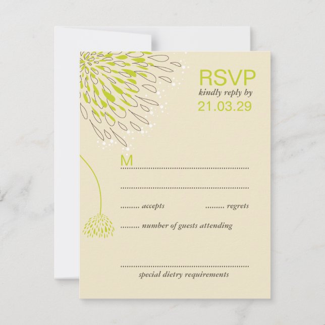 Chrysanthemum Blume Floral Elegante Hochzeit UAWG RSVP Karte (Rückseite)
