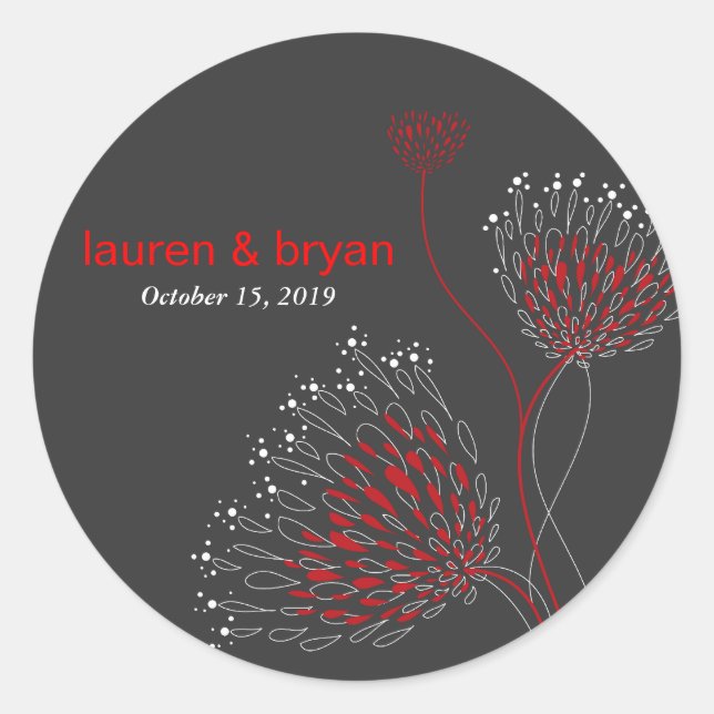 Chrysanthemum Blume Floral Elegantes Hochzeitsfest Runder Aufkleber (Vorderseite)