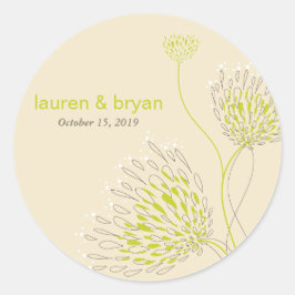 Chrysanthemum Blume Floral Elegantes Hochzeitsfest Runder Aufkleber