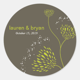 Chrysanthemum Blume Floral Elegantes Hochzeitsfest Runder Aufkleber