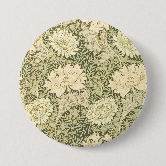 Chrysanthemum Blume Pattern (von William Morris) Button (Vorderseite)