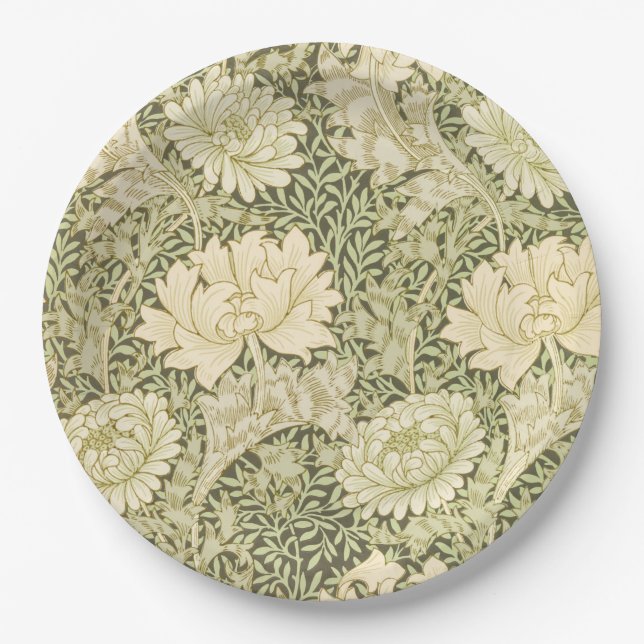 Chrysanthemum Blume Pattern (von William Morris) Pappteller (Vorderseite)