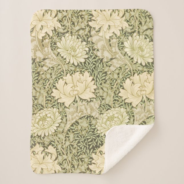 Chrysanthemum Blume Pattern (von William Morris) Sherpadecke (Vorderseite)