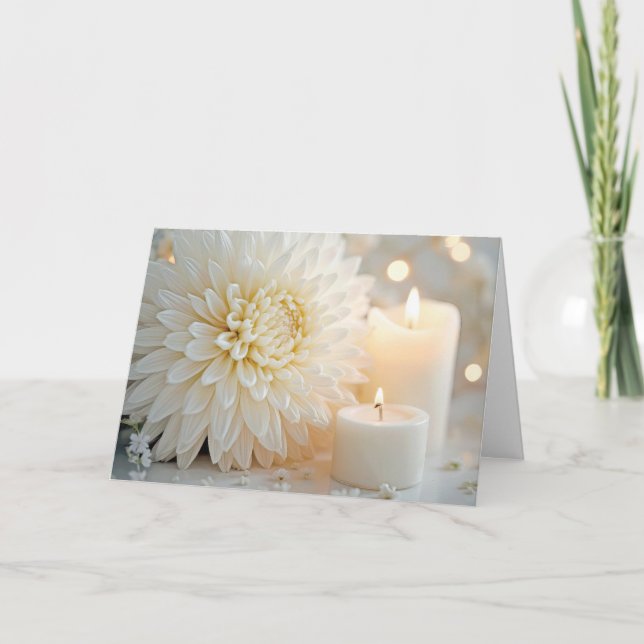 Chrysanthemum Blume und Kerzen Hochzeiten Karte (Vorderseite)