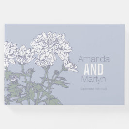 Chrysanthemum botanische Kontur Hochzeitsgast Gästebuch