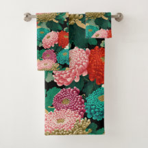 Chrysanthemum Flowers Vintage Botanical Pattern